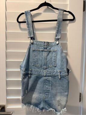 Free People Light Wash Denim Overall Shorts- size 26